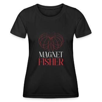 Aimant de pêche Aimant Fisher Pêcheur - T-shirt sport Femme - noir - Devant - AI Model Female 172 light (172cm)