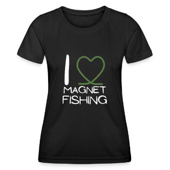 Aimant de pêche Aimant Fisher Pêcheur - T-shirt sport Femme - noir - Devant - AI Model Female 172 light (172cm)