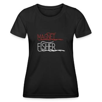 Aimant de pêche Aimant Fisher Pêcheur - T-shirt sport Femme - noir - Devant - AI Model Female 172 light (172cm)