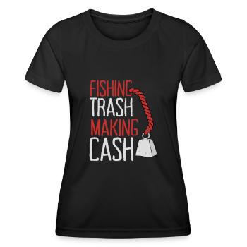 Aimant de pêche Aimant Fisher Pêcheur - T-shirt sport Femme - noir - Devant - AI Model Female 172 light (172cm)
