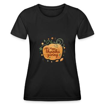 Happy Thanksgiving Pumpkin Family Dinner - Frauen Funktions-T-Shirt - Schwarz - Vorne - AI Model Female 172 light (172cm)
