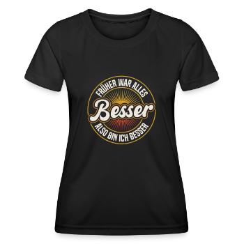 Rentner früher war alles besser - Frauen Funktions-T-Shirt - Schwarz - Vorne - AI Model Female 172 light (172cm)