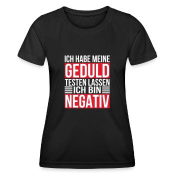 Ich habe meine Geduld testen lassen, bin negativ - Frauen Funktions-T-Shirt - Schwarz - Vorne - AI Model Female 172 light (172cm)