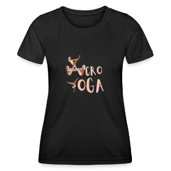 Acroyoga Manual Acro Yoga Yogi - Frauen Funktions-T-Shirt - Schwarz - Vorne - AI Model Female 172 light (172cm)
