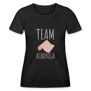 Acroyoga Manual Acro Yoga Yogi - Frauen Funktions-T-Shirt - Schwarz - Vorne - AI Model Female 172 light (172cm)