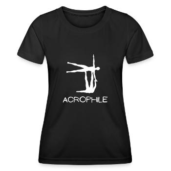 Acroyoga Manual Acro Yoga Yogi - Frauen Funktions-T-Shirt - Schwarz - Vorne - AI Model Female 172 light (172cm)