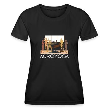 Acroyoga Manual Acro Yoga Yogi - Frauen Funktions-T-Shirt - Schwarz - Vorne - AI Model Female 172 light (172cm)