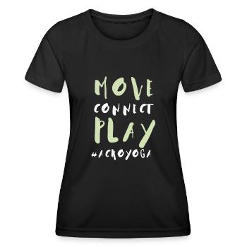 Acroyoga Manual Acro Yoga Yogi - Frauen Funktions-T-Shirt - Schwarz - Vorne - AI Model Female 172 light (172cm)
