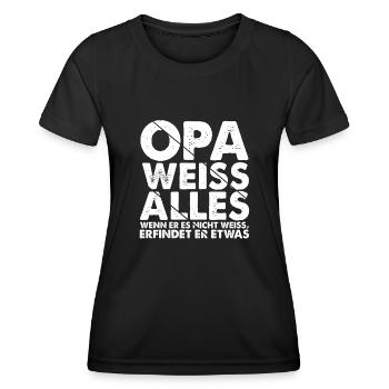 Opa weiss alles - Wenn er es nicht weiss erfindet - Frauen Funktions-T-Shirt - Schwarz - Vorne - AI Model Female 172 light (172cm)