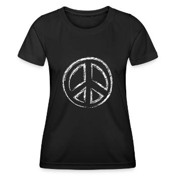 Friedenszeichen - Peace Frieden - Frauen Funktions-T-Shirt - Schwarz - Vorne - AI Model Female 172 light (172cm)