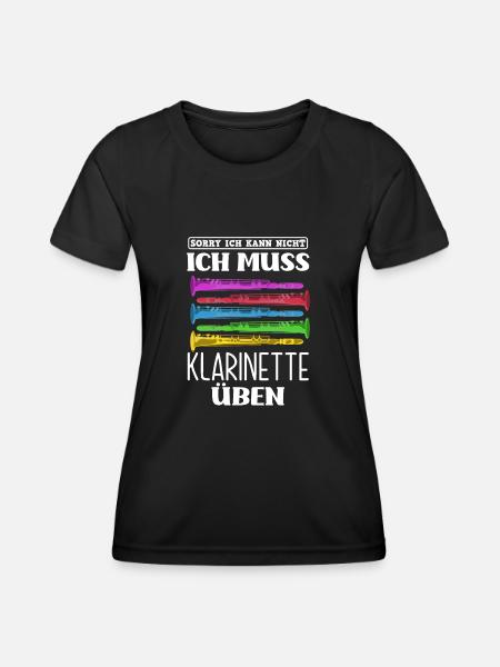 Lustiges Klarinette Klarinettist Geschenk - Frauen Funktions-T-Shirt - Schwarz