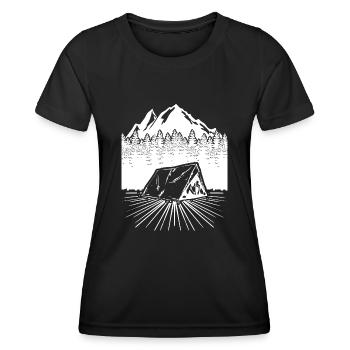 Outdoor Zelt Zelten Wandern Klettern - Frauen Funktions-T-Shirt - Schwarz - Vorne - AI Model Female 172 light (172cm)
