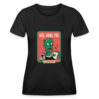 Fonctionnera pour Coffee Zombie Halloween - T-shirt sport Femme - noir - Devant - AI Model Female 172 light (172cm)