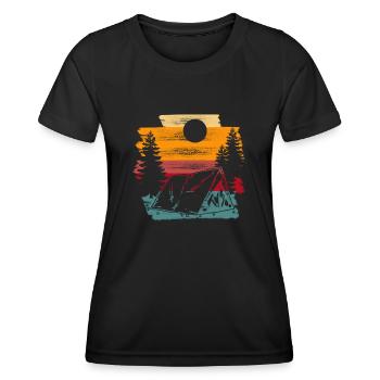 Outdoor Wandern Retro Wald Camping - Frauen Funktions-T-Shirt - Schwarz - Vorne - AI Model Female 172 light (172cm)