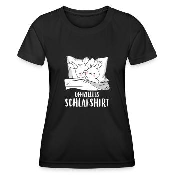 Offizielles Schlafshirt Hasen Schlafanzug Hase - Frauen Funktions-T-Shirt - Schwarz - Vorne - AI Model Female 172 light (172cm)