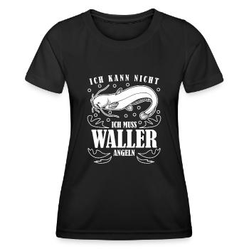 Angeln Waller Angler Fischer Fisch - Frauen Funktions-T-Shirt - Schwarz - Vorne - AI Model Female 172 light (172cm)