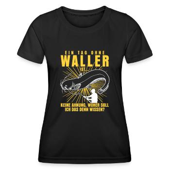 Angler Waller Fischer Fisch Angeln - Frauen Funktions-T-Shirt - Schwarz - Vorne - AI Model Female 172 light (172cm)