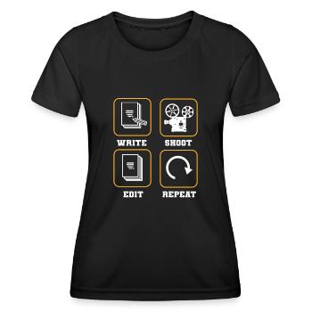 Write Shoot Edit Repeat Filmmaker Director - Women's Functional T-Shirt - black - Front - AI Model Female 172 light (172cm)