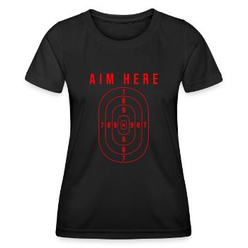 Aim Here - Shooting Range Target - Frauen Funktions-T-Shirt - Schwarz - Vorne - AI Model Female 172 light (172cm)