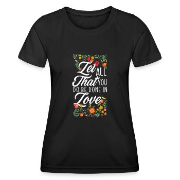 Jésus-Christ-Christ Religion Religieuse - T-shirt sport Femme - noir - Devant - AI Model Female 172 light (172cm)