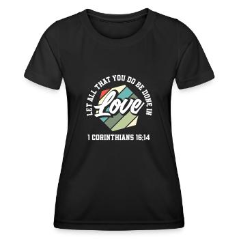 Jésus-Christ-Christ Religion Religieuse - T-shirt sport Femme - noir - Devant - AI Model Female 172 light (172cm)