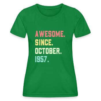 Großartig seit Oktober 1957 - Frauen Funktions-T-Shirt - Kelly Green - Vorne - AI Model Female 172 dark (172cm)