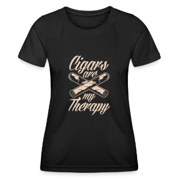 Zigarren Meine Therapie Zigarrenraucher Geschenk - Frauen Funktions-T-Shirt - Schwarz - Vorne - AI Model Female 172 light (172cm)