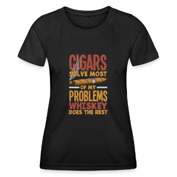 Zigarre Und Whiskey Zigarrenraucher Geschenk - Frauen Funktions-T-Shirt - Schwarz - Vorne - AI Model Female 172 light (172cm)