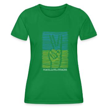 PEACE LAWS UKRAINE - Women's Functional T-Shirt - kelly green - Front - AI Model Female 172 dark (172cm)