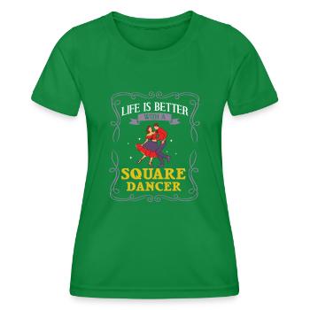 Square Dance Music Caller Folk Dance Dancer Usa - Women's Functional T-Shirt - kelly green - Front - AI Model Female 172 dark (172cm)