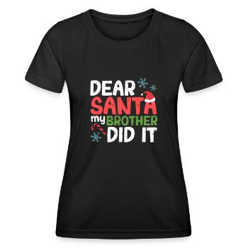 Lieber Weihnachtsmann Mein Bruder hat es getan - Frauen Funktions-T-Shirt - Schwarz - Vorne - AI Model Female 172 light (172cm)