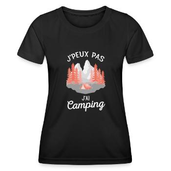 J'Peux Pas J'Ai Camping - Tente - T-shirt sport Femme - noir - Devant - AI Model Female 172 light (172cm)