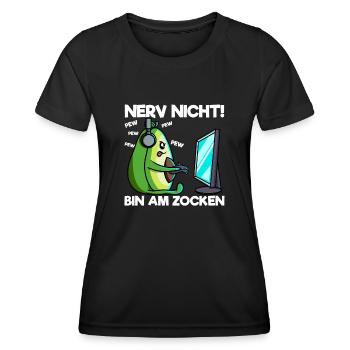 Nerv nicht bin am Zocken Gaming Avocado - Frauen Funktions-T-Shirt - Schwarz - Vorne - AI Model Female 172 light (172cm)