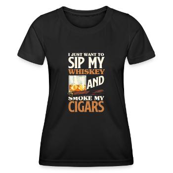 Zigarrenraucher Papa Zigarren Rauchen Geschenk - Frauen Funktions-T-Shirt - Schwarz - Vorne - AI Model Female 172 light (172cm)