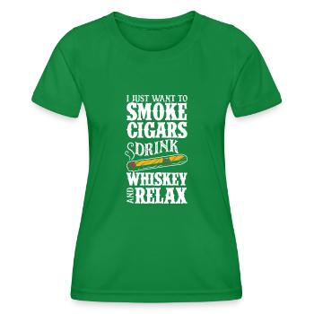 Zigarren Und Whiskey Zigarrenraucher Geschenk - Frauen Funktions-T-Shirt - Kelly Green - Vorne - AI Model Female 172 dark (172cm)