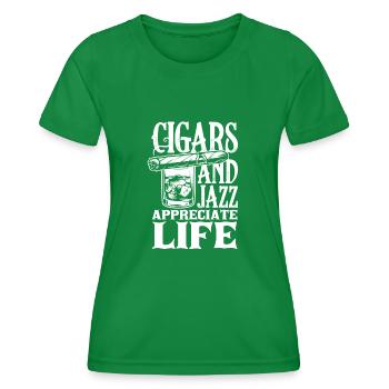 Zigarre Und Jazz Zigarrenraucher Geschenk - Frauen Funktions-T-Shirt - Kelly Green - Vorne - AI Model Female 172 dark (172cm)