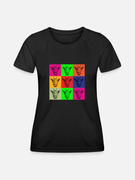 Retro Giraffen Lustiges Giraffen Geschenk - Frauen Funktions-T-Shirt - Schwarz