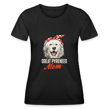 Great Pyrenees Mama Hund Pyrenäen - Frauen Funktions-T-Shirt - Schwarz - Vorne - AI Model Female 172 light (172cm)