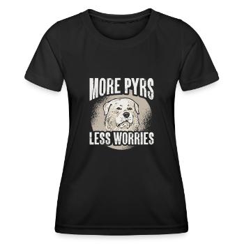 Plus de Pyrénées moins de soucis Grandes Pyrénées - T-shirt sport Femme - noir - Devant - AI Model Female 172 light (172cm)