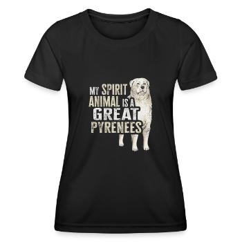 Mon animal d’âme est un Grand Pyrénées - T-shirt sport Femme - noir - Devant - AI Model Female 172 light (172cm)
