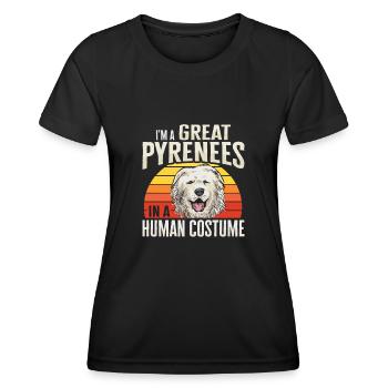 Je suis un Grand Pyrénées dans un K humain - T-shirt sport Femme - noir - Devant - AI Model Female 172 light (172cm)