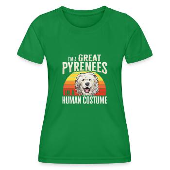 I am a Great Pyrenees in a human K - Women's Functional T-Shirt - kelly green - Front - AI Model Female 172 dark (172cm)