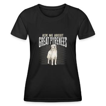 Posez-moi des questions sur les Grandes Pyrénées - T-shirt sport Femme - noir - Devant - AI Model Female 172 light (172cm)