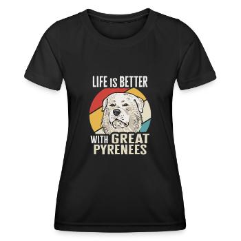 La vie est meilleure avec une Grande Pyrénées - T-shirt sport Femme - noir - Devant - AI Model Female 172 light (172cm)