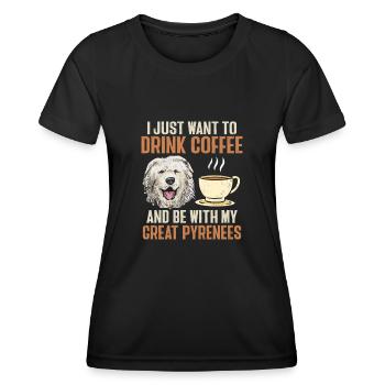 Great Pyrenees Hund Kaffee Pyrenäen - Frauen Funktions-T-Shirt - Schwarz - Vorne - AI Model Female 172 light (172cm)