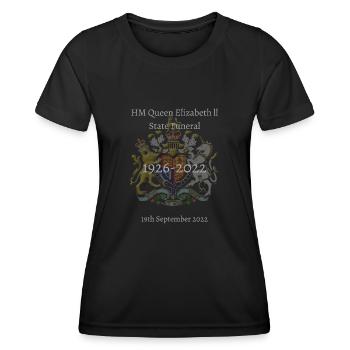 HM Queen Elizabeth ll State Funeral Commemorative - Women's Functional T-Shirt - black - Front - AI Model Female 172 light (172cm)