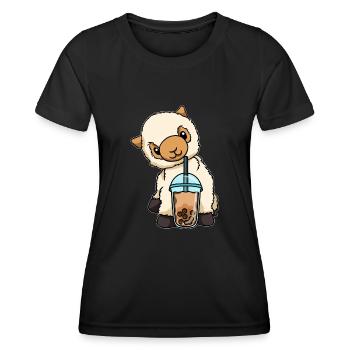 Lama drinks bubble tea - Women's Functional T-Shirt - black - Front - AI Model Female 172 light (172cm)