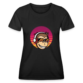 Affe mit Headset - Frauen Funktions-T-Shirt - Schwarz - Vorne - AI Model Female 172 light (172cm)