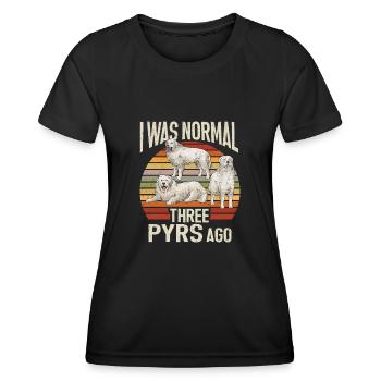 Grandes Pyrénées Il y a trois ans, j’étais encore normal - T-shirt sport Femme - noir - Devant - AI Model Female 172 light (172cm)