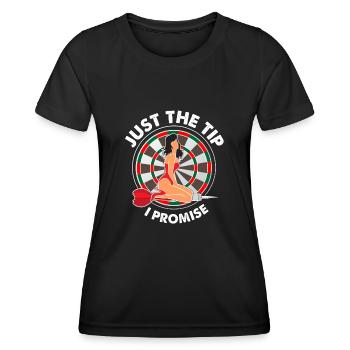 just the tip I promise Design for a dart fans - Frauen Funktions-T-Shirt - Schwarz - Vorne - AI Model Female 172 light (172cm)
